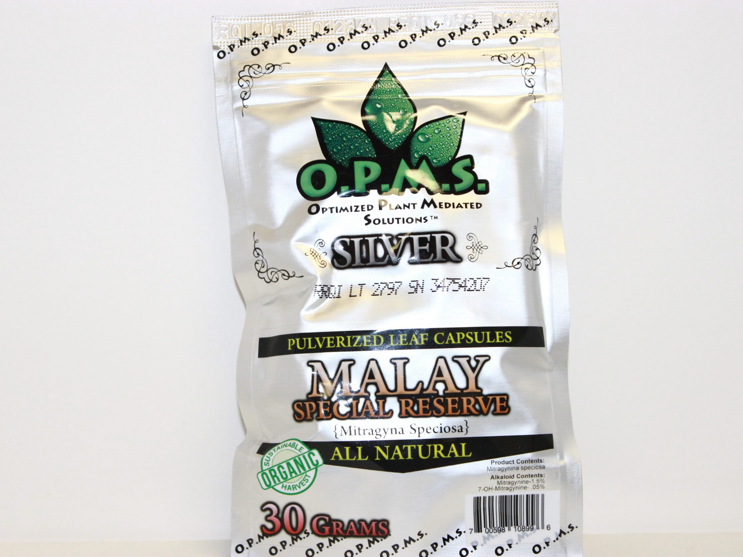 OPMs Kratom Silver Malay Special Reserve 30g- 60caps
